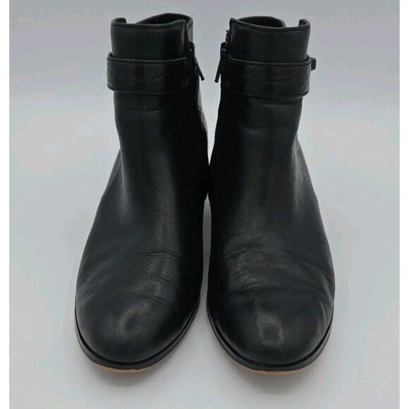 Coach Patricia Black Leather Ankle Booties Block Heel Side Zip Size 6.5B A00235 - Picture 3 of 10